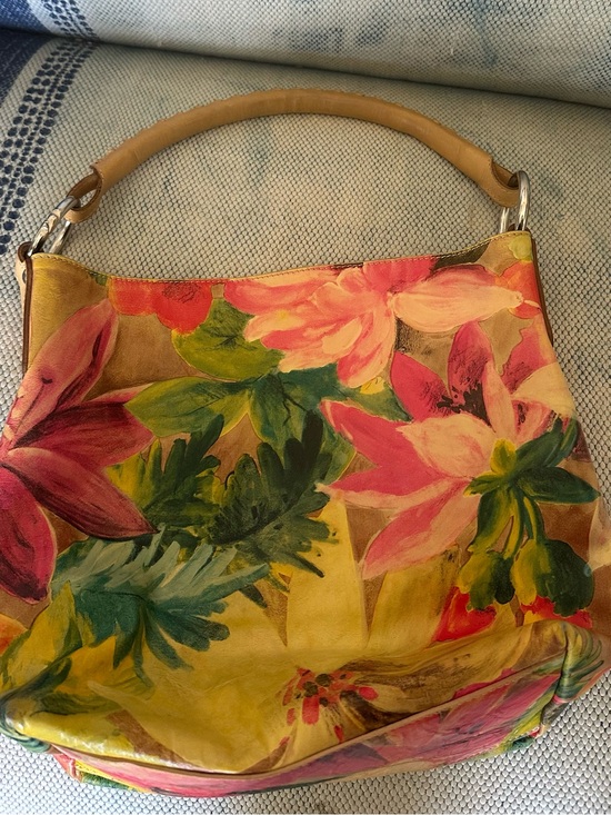 Maurizio Taiuti Handbags - Maurizio Taiuti Floral Pink and Green Shoulder Bag